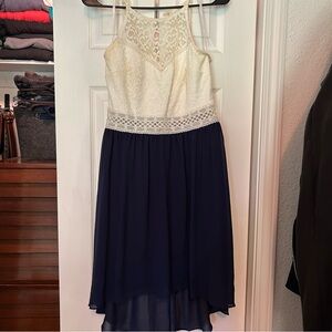 Blue and white dress